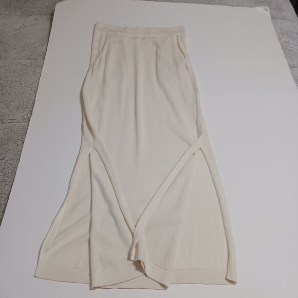 Peruvian Connection Cream DORSAY Midi Knit Skirt Medium Pima Cotton Modal Blend - Picture 5 of 14